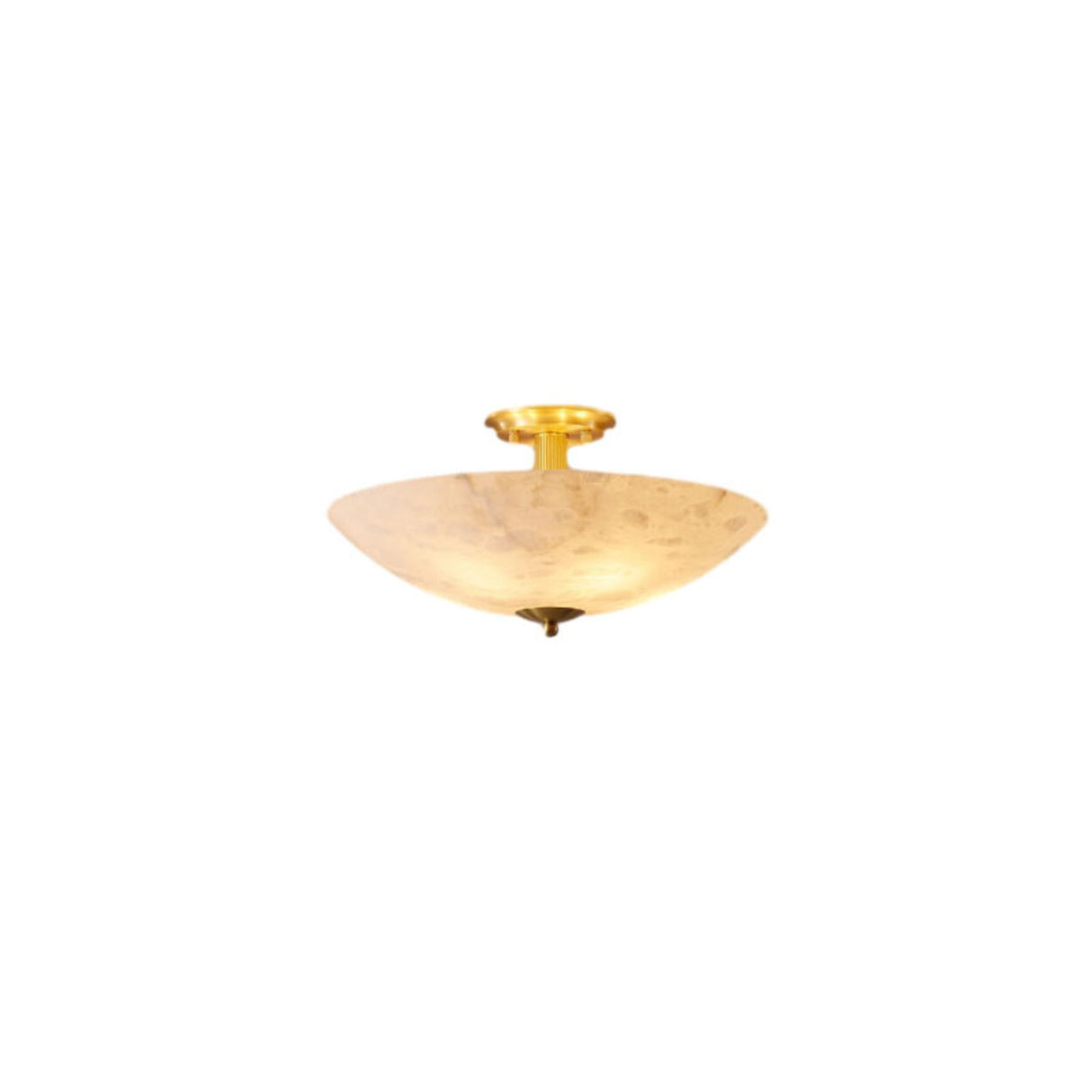 Hallway Stone Bowl Golden Semi-Flush Ceiling Light Image - 7