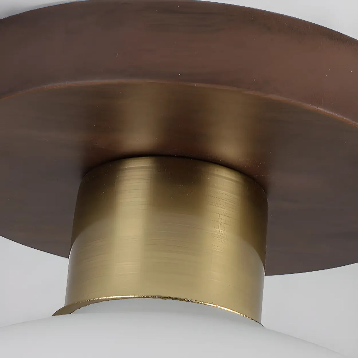 Hallway Walnut Drum Semi-Flush Mount Ceiling Light Image - 9