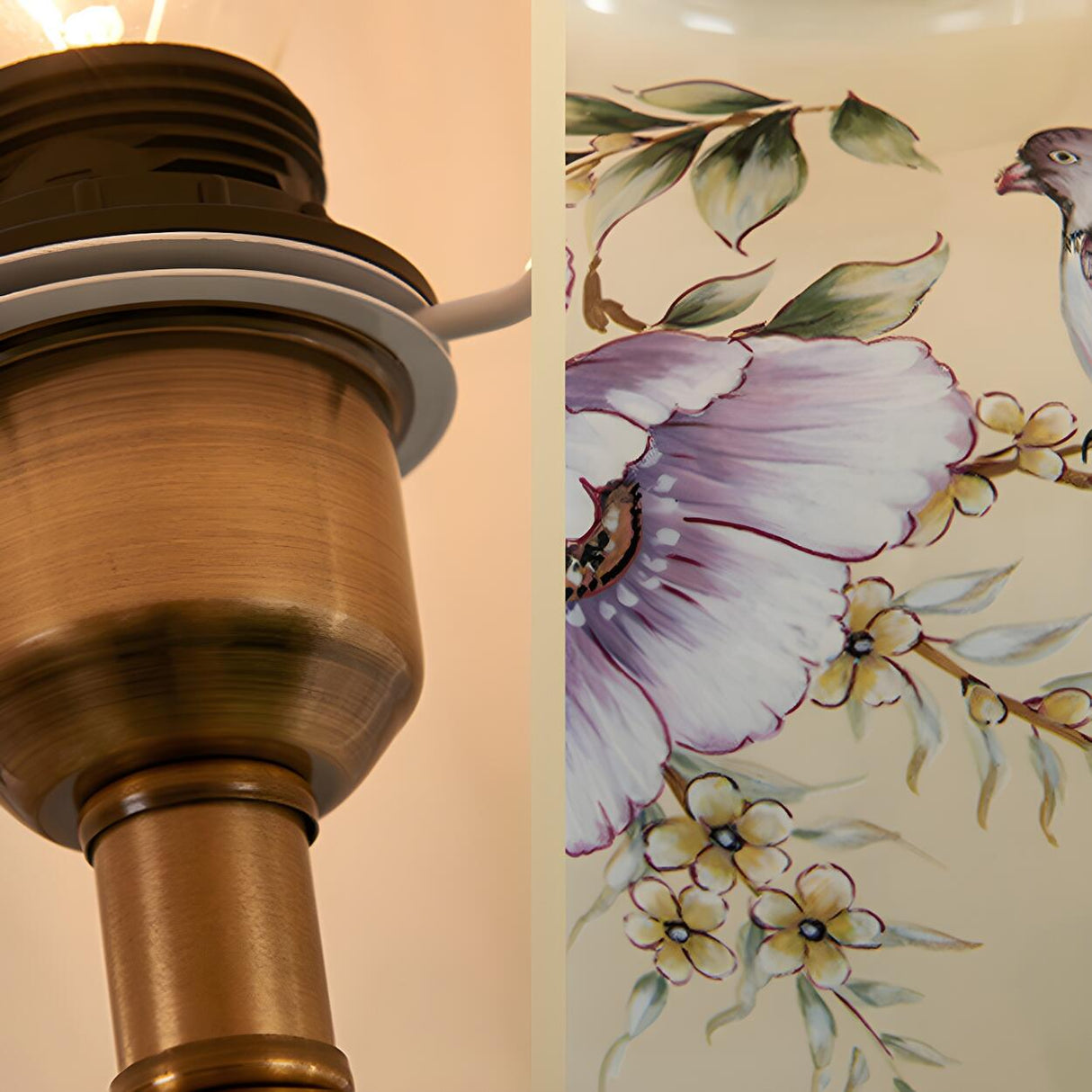 Hand-Painted Ceramic Base White Lampshade Table Lamp Image - 6