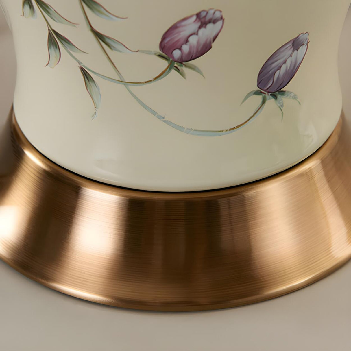 Hand-Painted Ceramic Base White Lampshade Table Lamp Image - 9