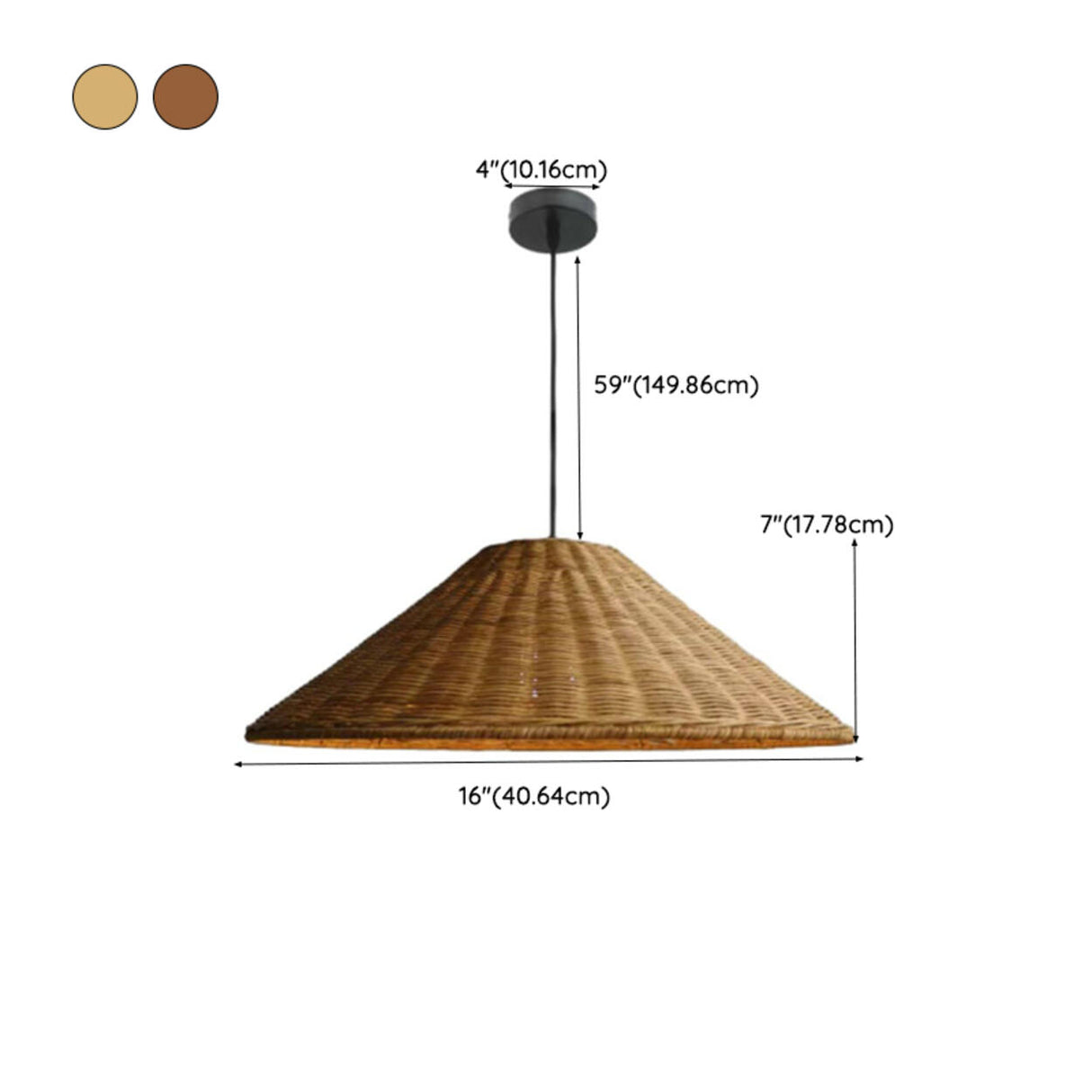 Handwoven Oriental Rattan Cone Pendant Lights