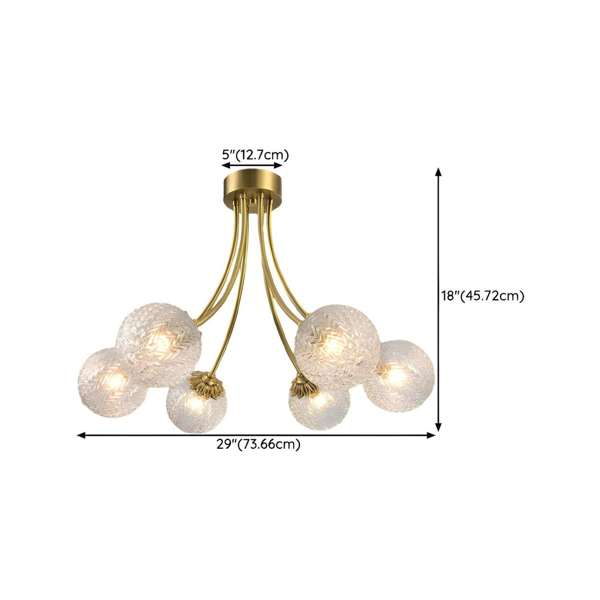 Hanging Glass Globe Semi-Flush Mount Light 8-Light Image - 12