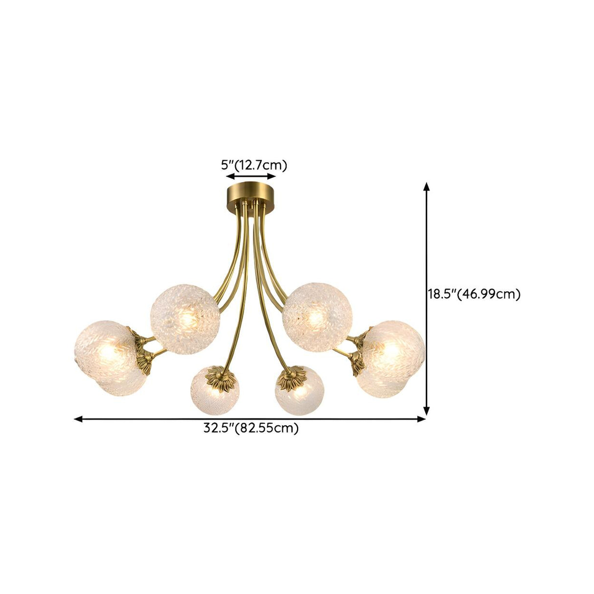 Hanging Glass Globe Semi-Flush Mount Light 8-Light Image - 13