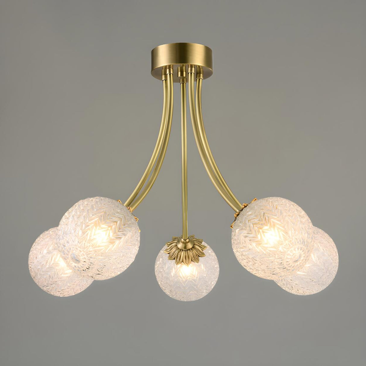 Hanging Glass Globe Semi-Flush Mount Light 8-Light Image - 2