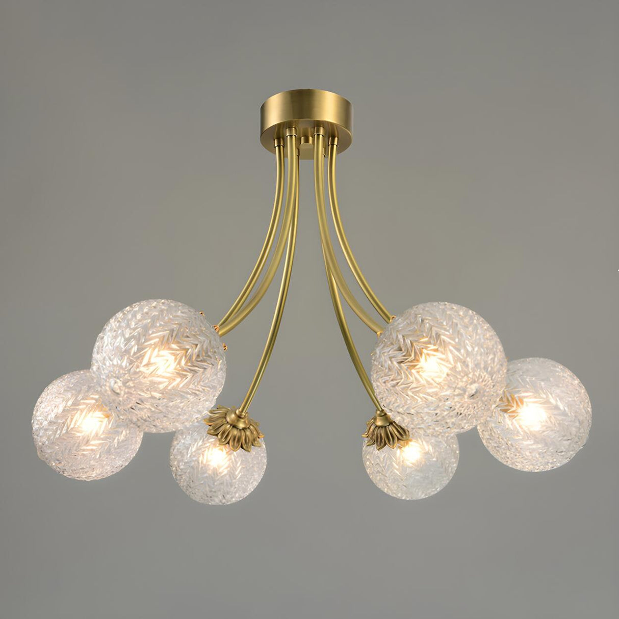 Hanging Glass Globe Semi-Flush Mount Light 8-Light Image - 3