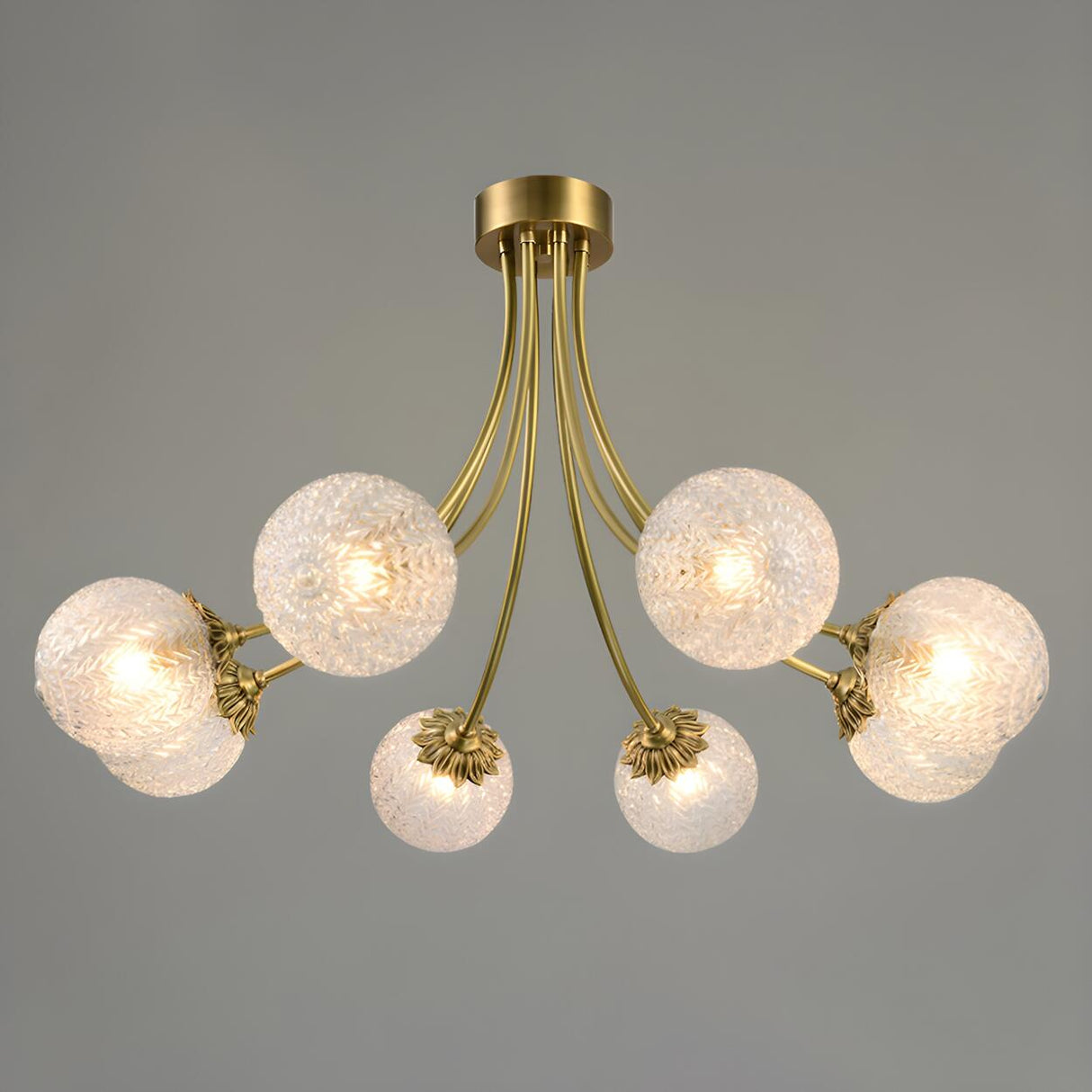 Hanging Glass Globe Semi-Flush Mount Light 8-Light Image - 5