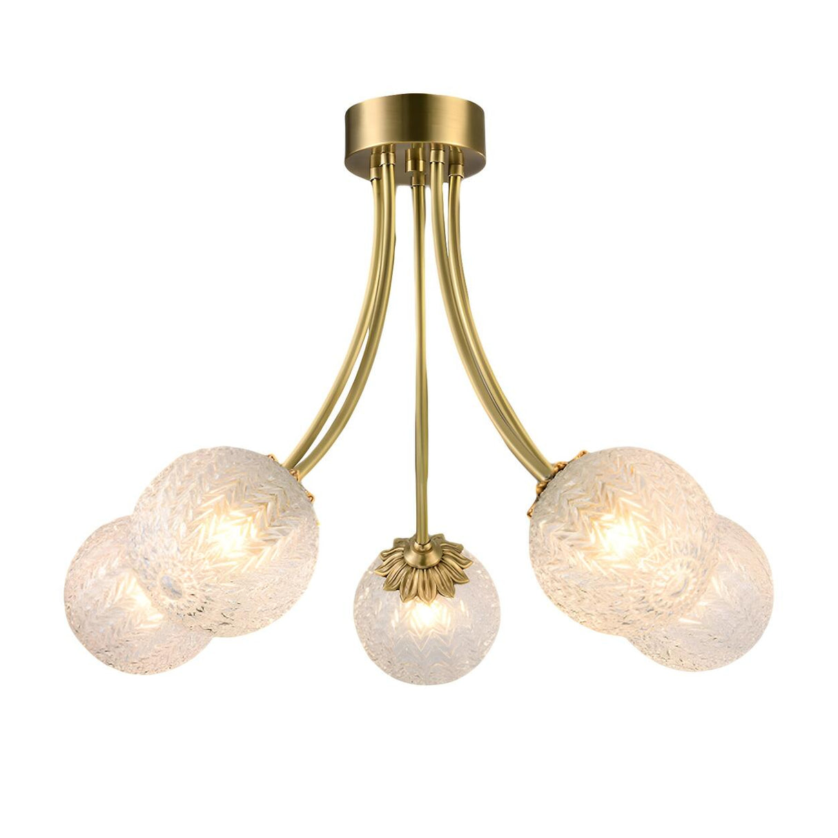 Hanging Glass Globe Semi-Flush Mount Light 8-Light Image - 8