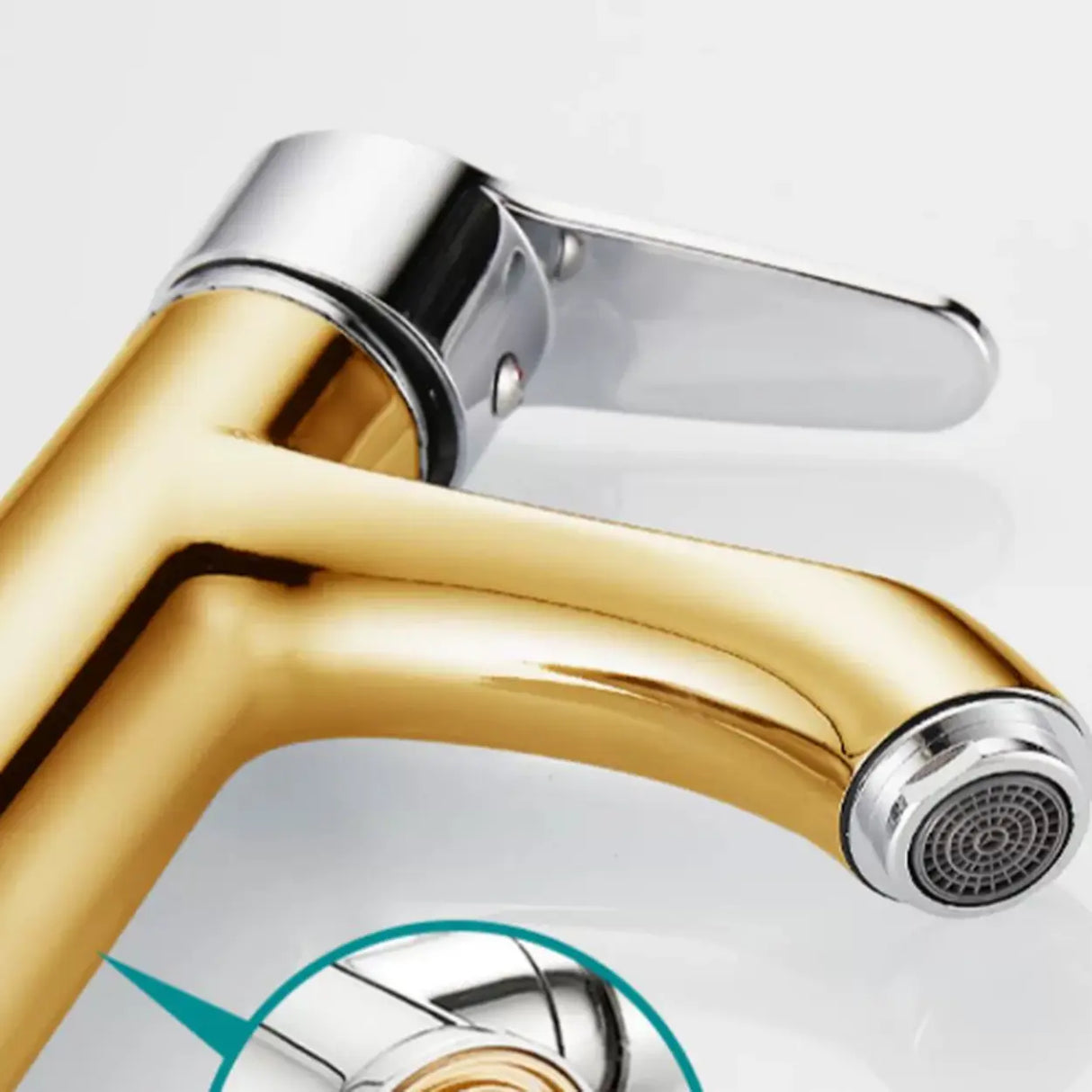 High Arc Copper Gold Touch Bathroom Faucet with Handle Image - 1