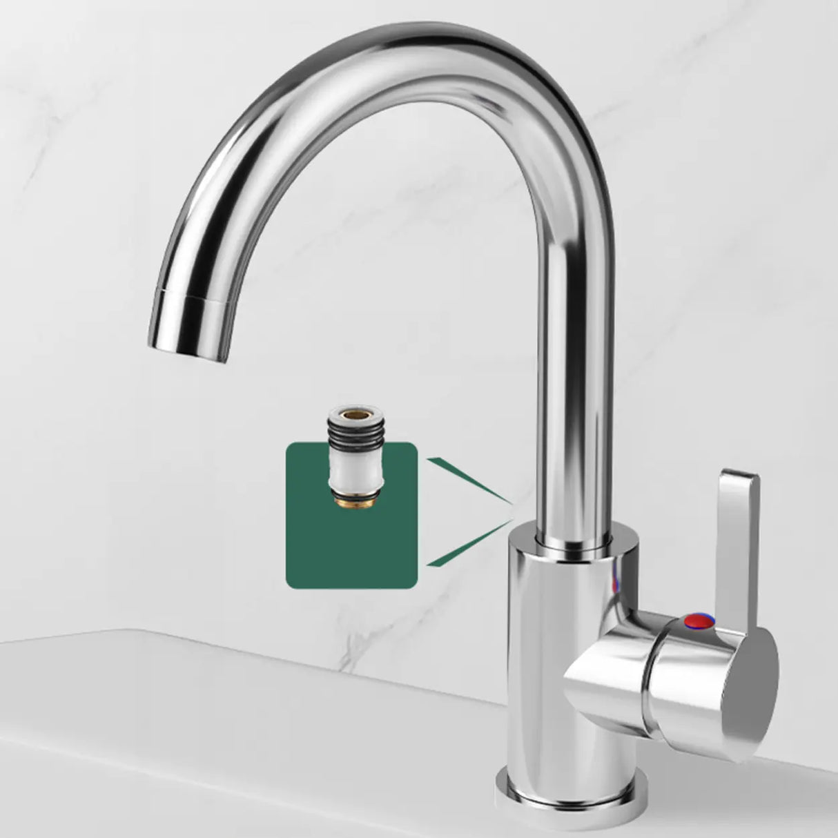 High Arc Copper Gold Touch Bathroom Faucet with Handle Image - 14