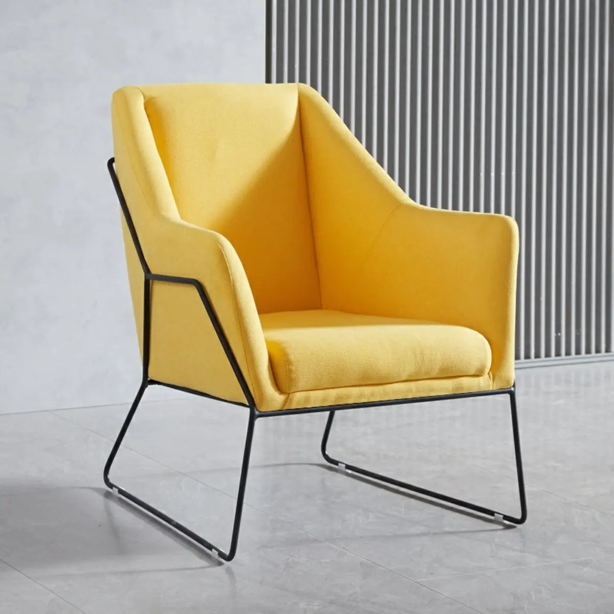 High-Back Leather Sloped Arms Fixed Back Sled Arm Chair Image - 11