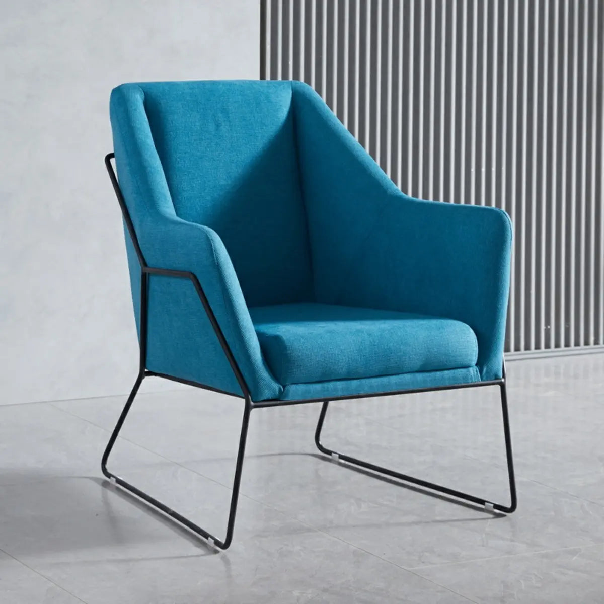 High-Back Leather Sloped Arms Fixed Back Sled Arm Chair Image - 13