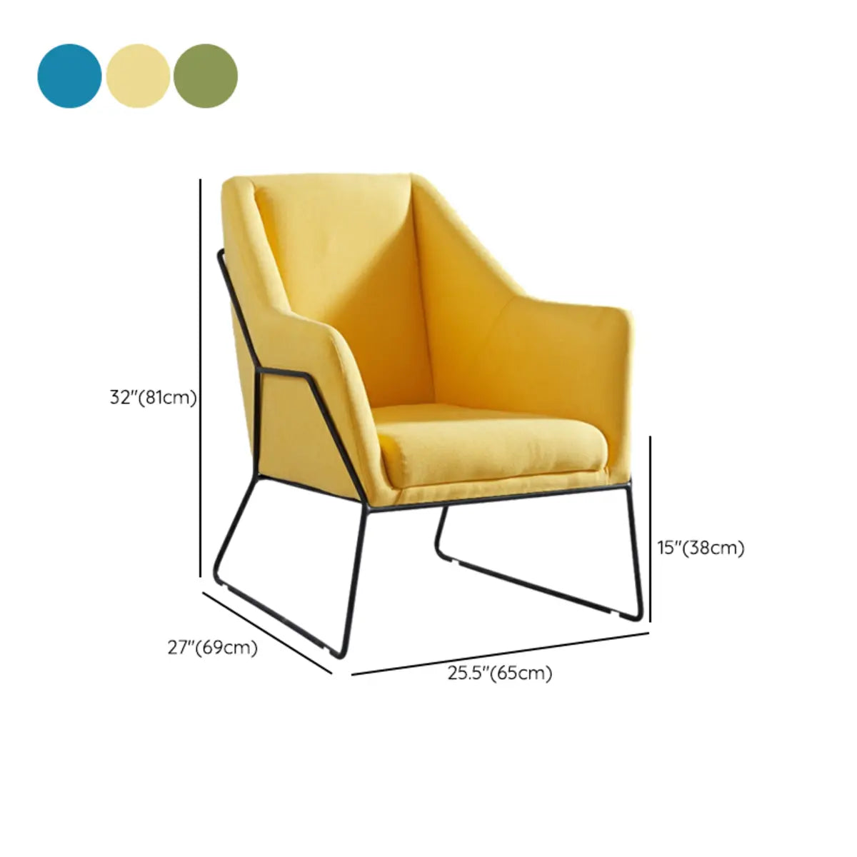 High-Back Leather Sloped Arms Fixed Back Sled Arm Chair Image - 17