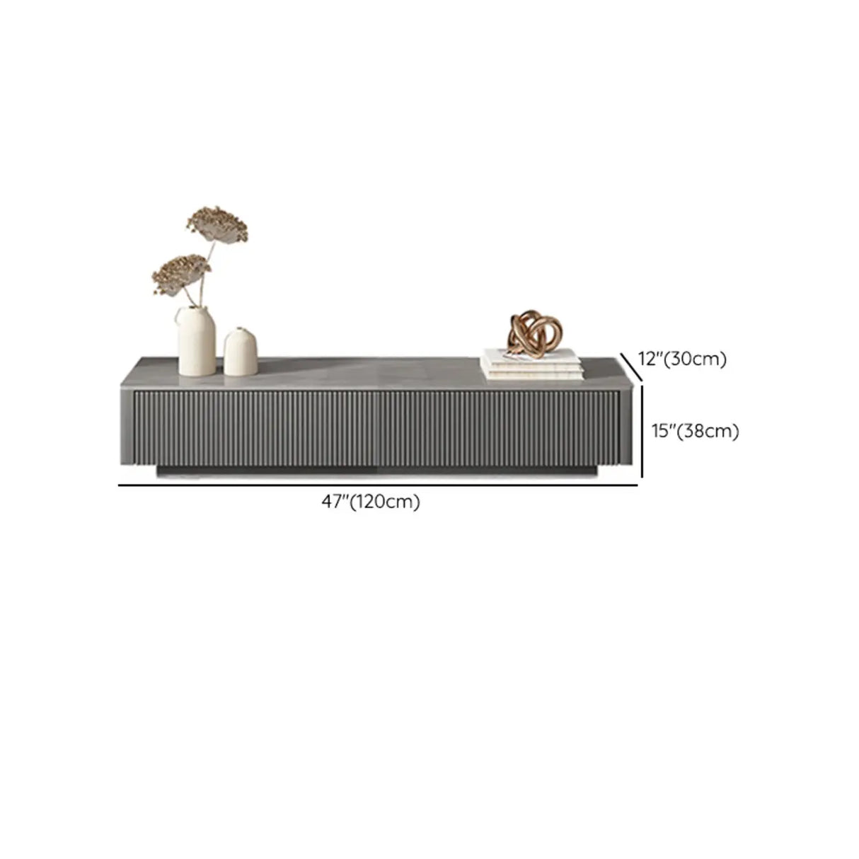 High Glossy Grey Stone Rectangle Drawers TV Stand