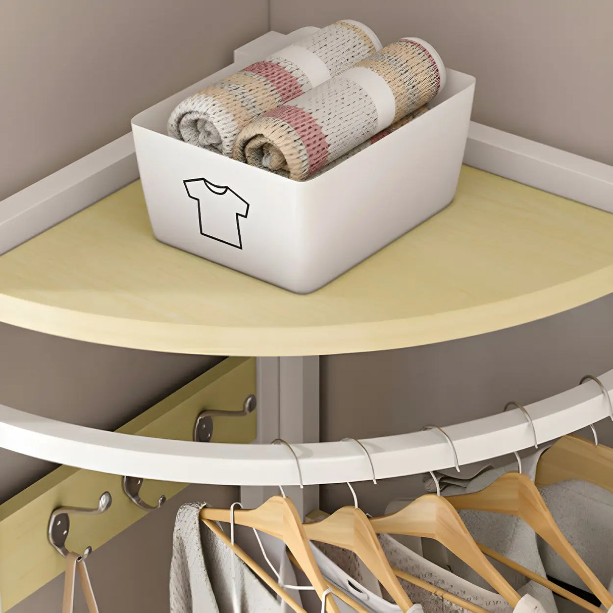 High Organizer Metal Corner Coat Rack with Pink Shelves Image - 12