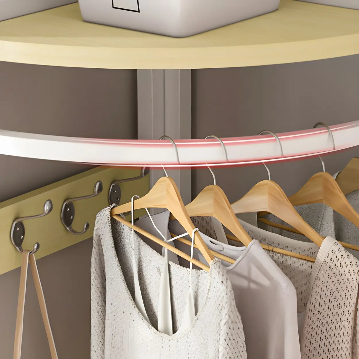 High Organizer Metal Corner Coat Rack with Pink Shelves Image - 8