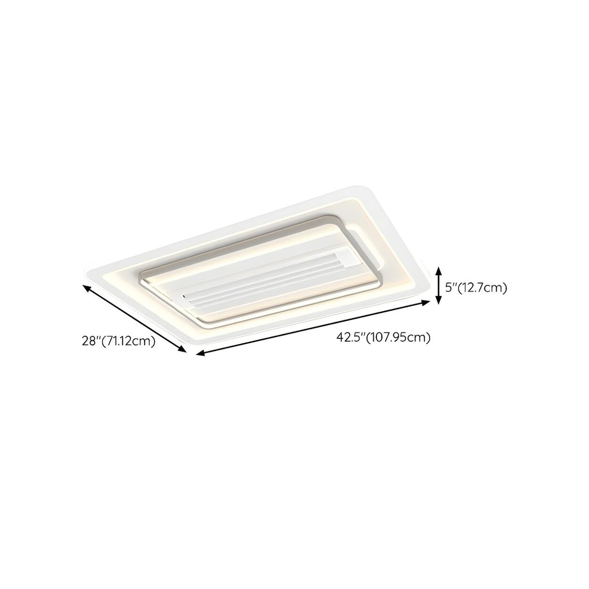 High Power White Square Bladeless Ceiling Fan Light