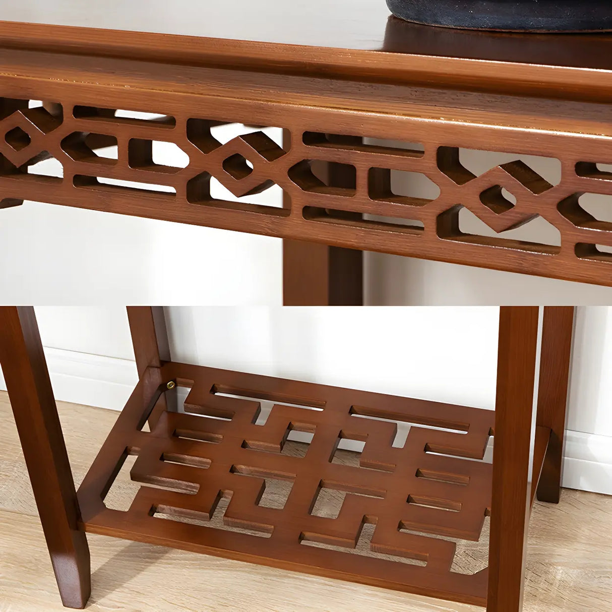 Home Display Modern Waterproof Square Bamboo Plant Stand Image - 14