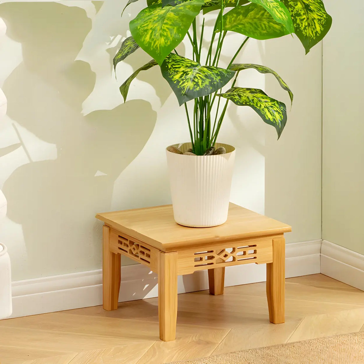 Home Display Modern Waterproof Square Bamboo Plant Stand Image - 18