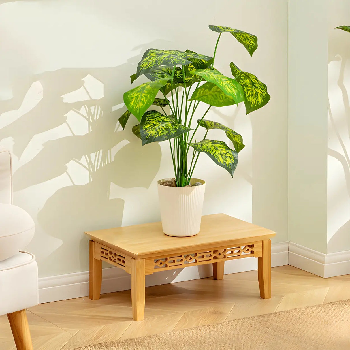 Home Display Modern Waterproof Square Bamboo Plant Stand Image - 20
