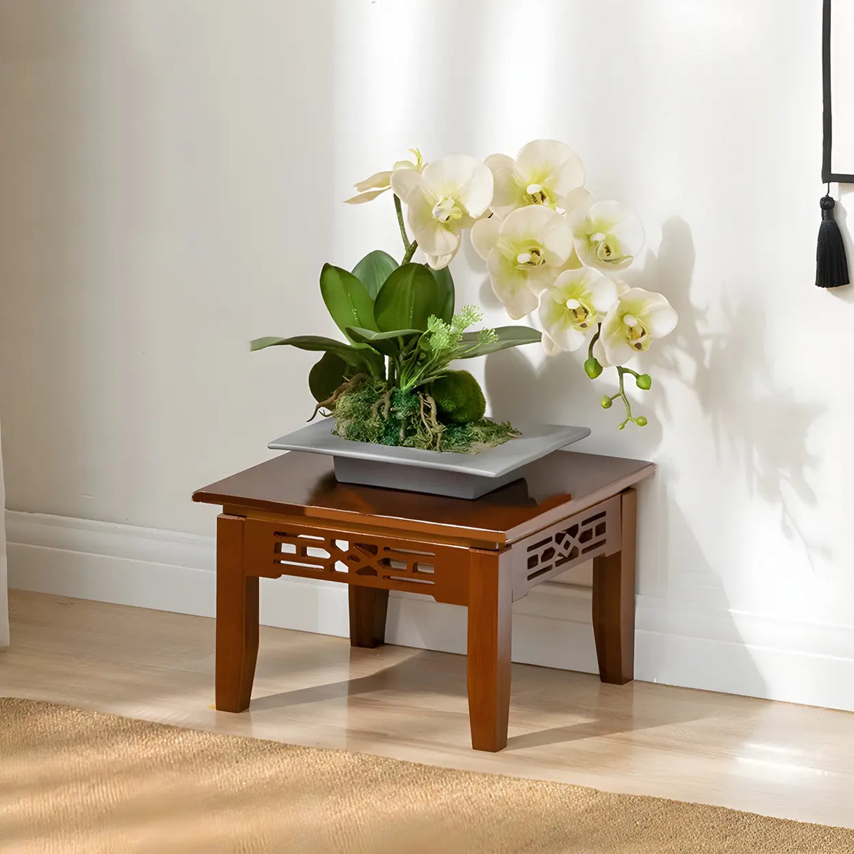 Home Display Modern Waterproof Square Bamboo Plant Stand Image - 2