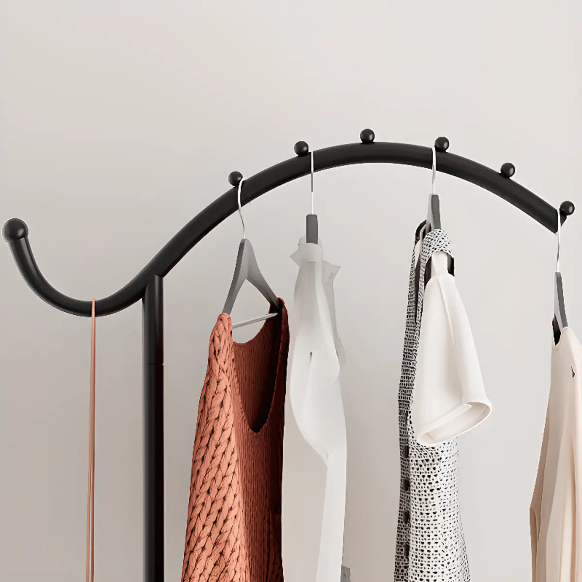 Hooks Curved Metal Black-White Tall Stand Coat Rack Image - 7