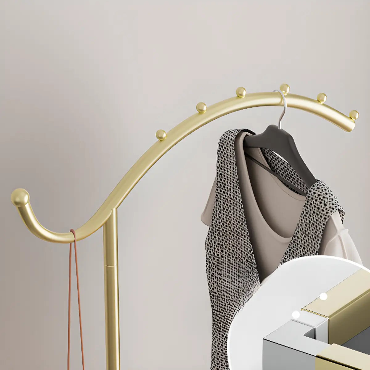 Hooks Curved Metal Black-White Tall Stand Coat Rack Image - 8