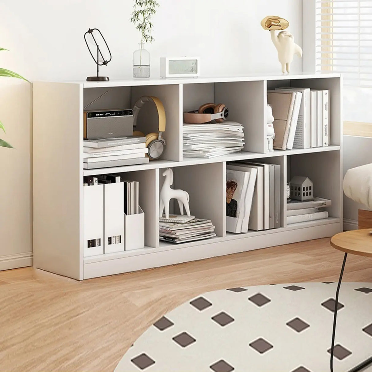 Horizontal Closed Back Cube Storage Bookcase White Image - 11