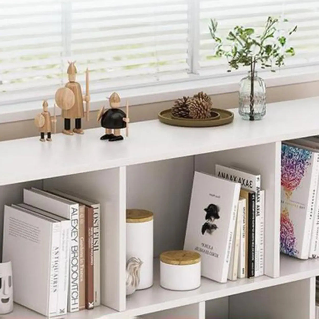 Horizontal Closed Back Cube Storage Bookcase White Image - 14