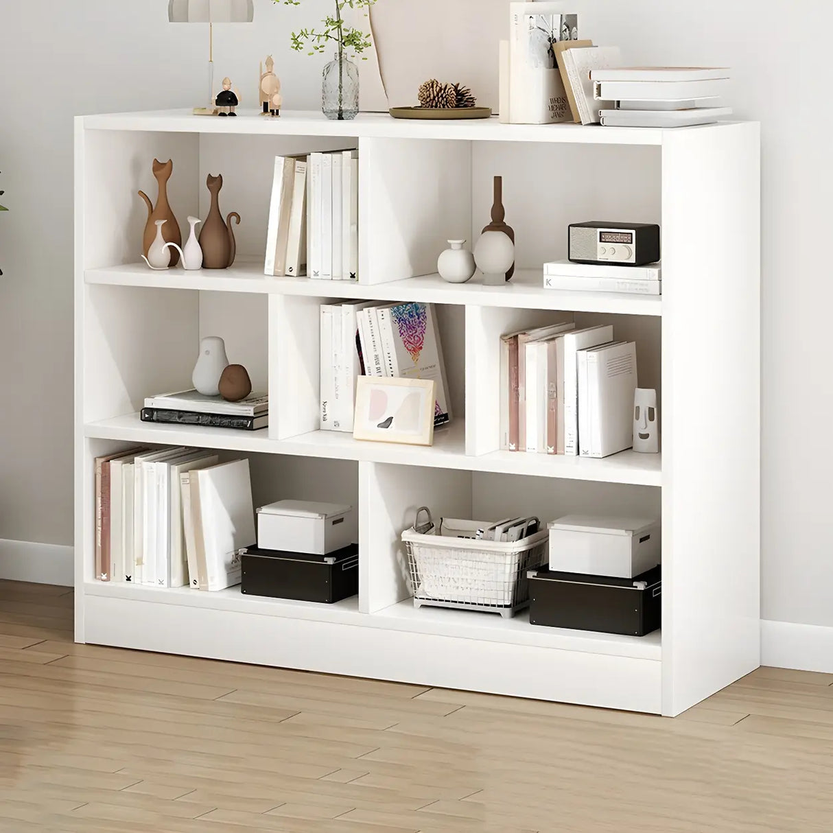 Horizontal Closed Back Cube Storage Bookcase White Image - 2