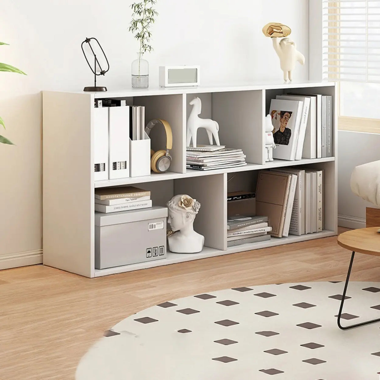 Horizontal Closed Back Cube Storage Bookcase White Image - 3