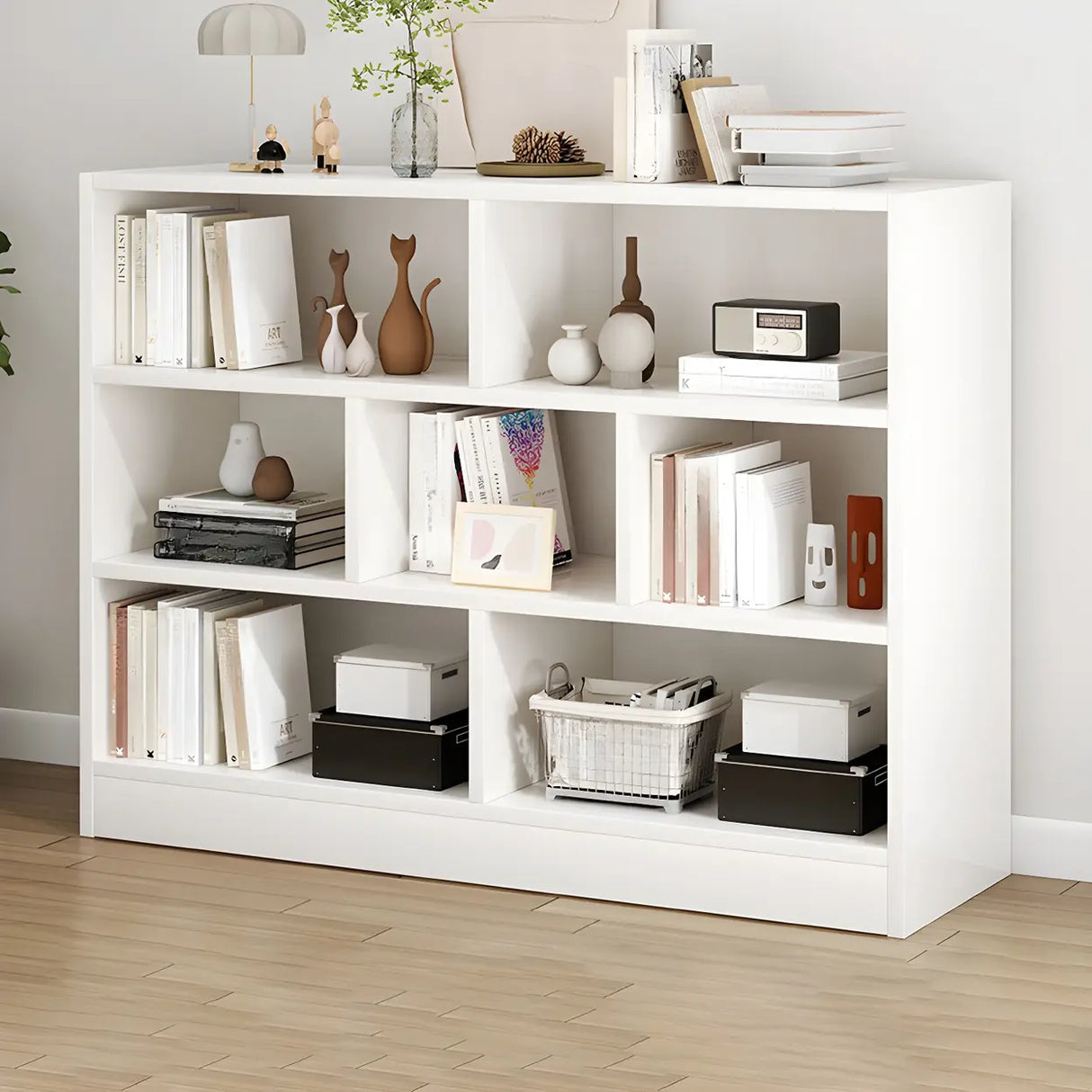 Horizontal Closed Back Cube Storage Bookcase White Image - 4