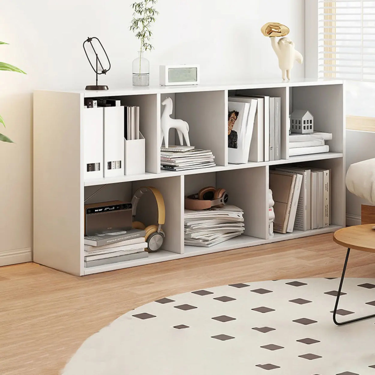 Horizontal Closed Back Cube Storage Bookcase White Image - 5