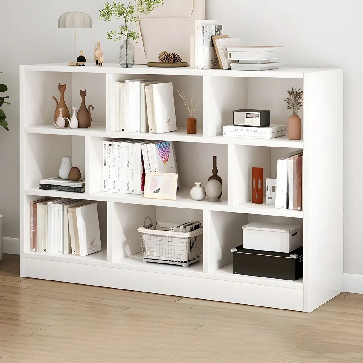 Horizontal Closed Back Cube Storage Bookcase White Image - 6