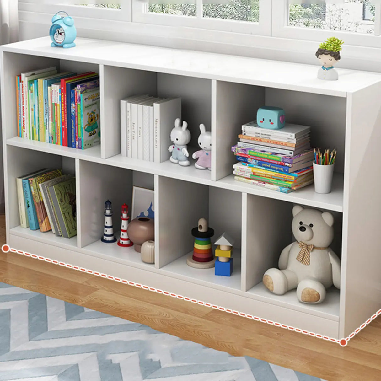 Horizontal Closed Back Cube Storage Bookcase White Image - 7