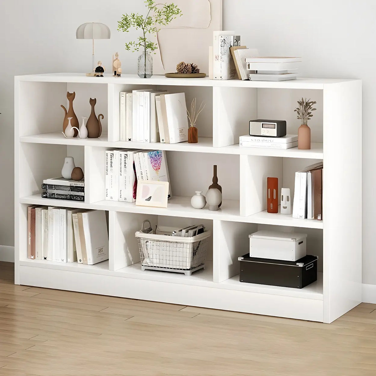 Horizontal Closed Back Cube Storage Bookcase White Image - 8