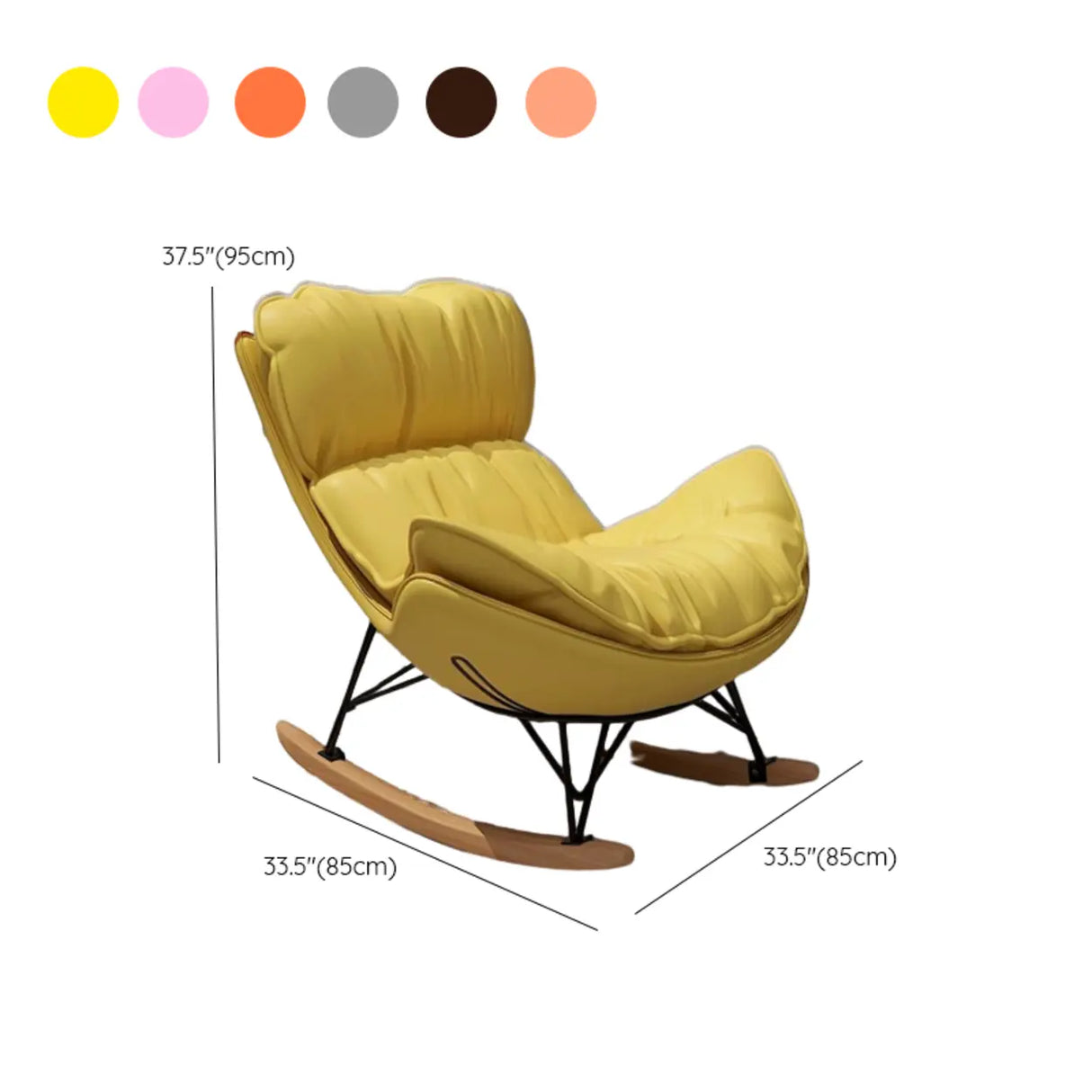 Houndstooth Cotton Linen Rocking Chair with Slipcover Image - 18