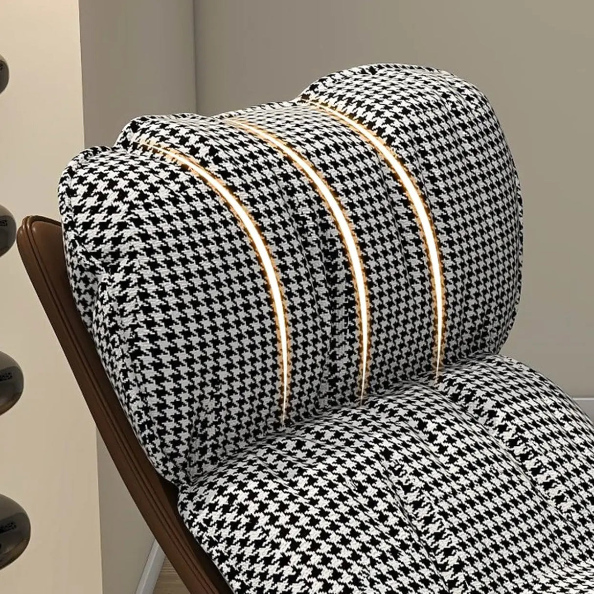 Houndstooth Cotton Linen Rocking Chair with Slipcover Image - 6