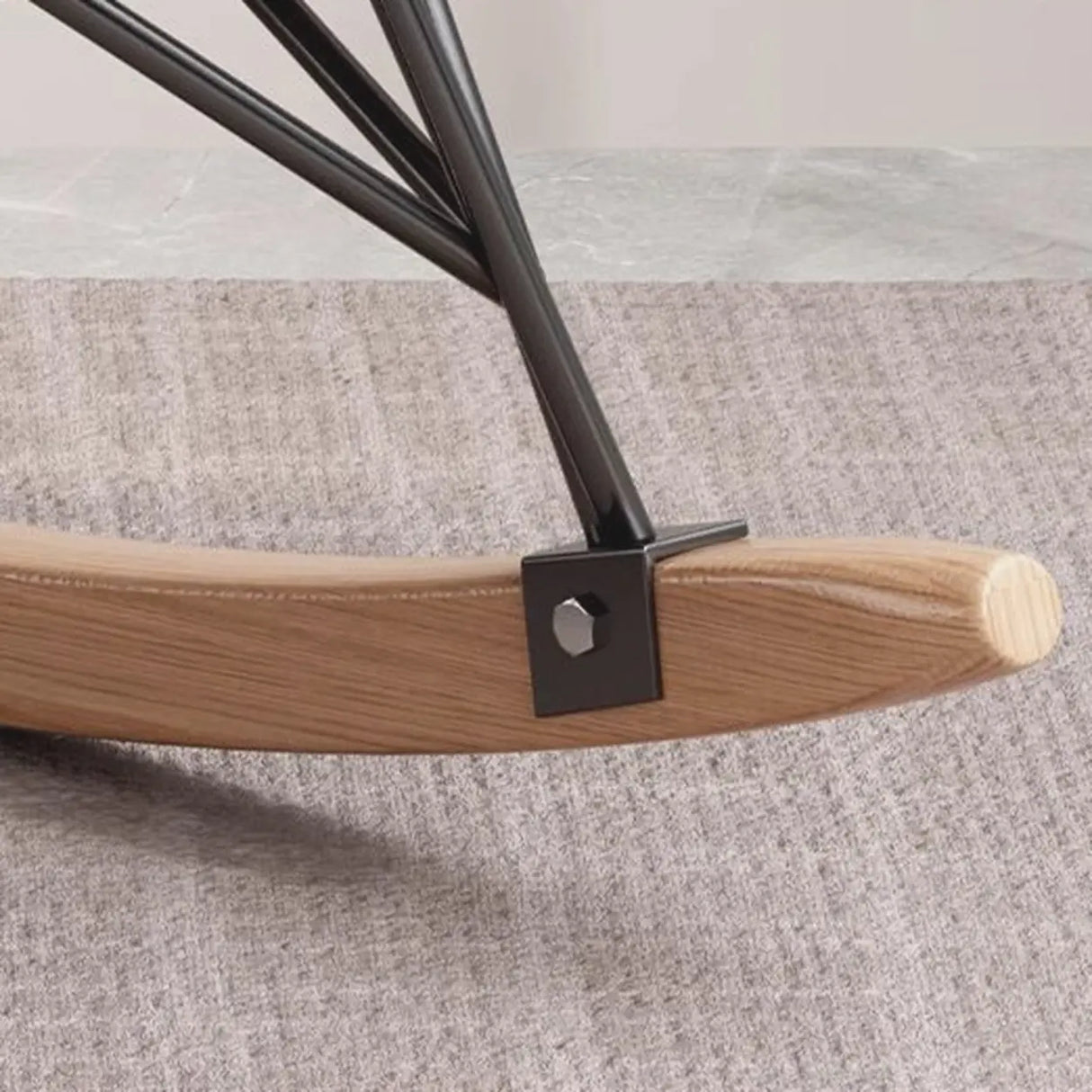 Houndstooth Cotton Linen Rocking Chair with Slipcover Image - 8