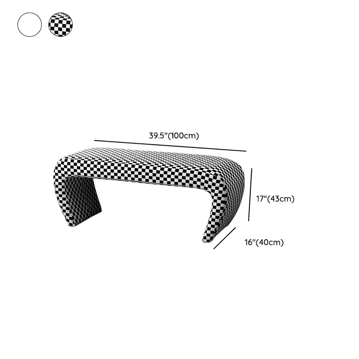 Houndstooth Pattern Upholstered Short Entryway Bench Image - 12