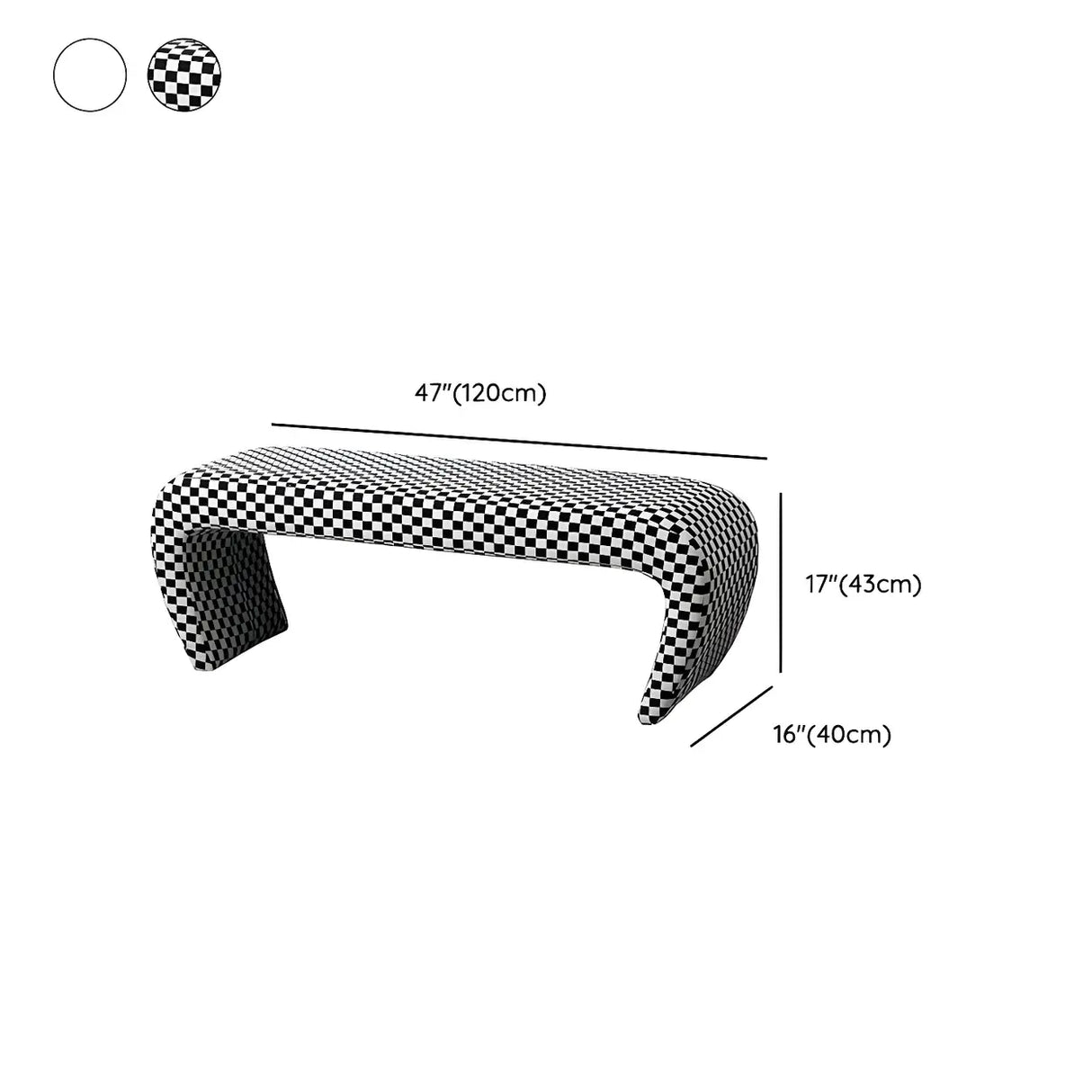 Houndstooth Pattern Upholstered Short Entryway Bench Image - 13