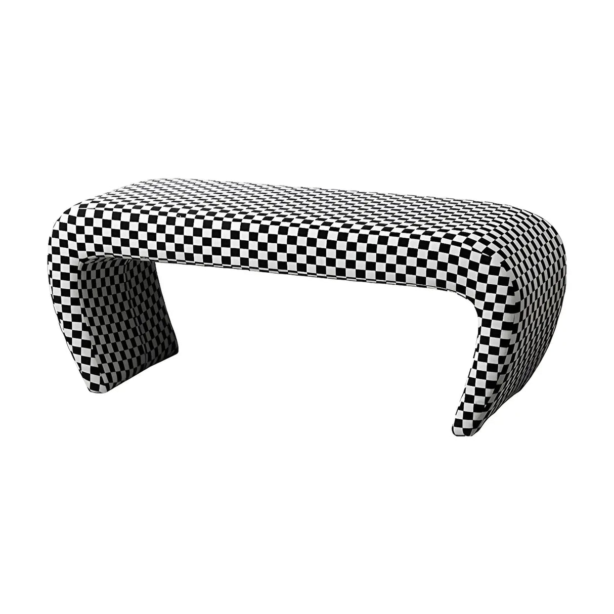 Houndstooth Pattern Upholstered Short Entryway Bench Image - 5