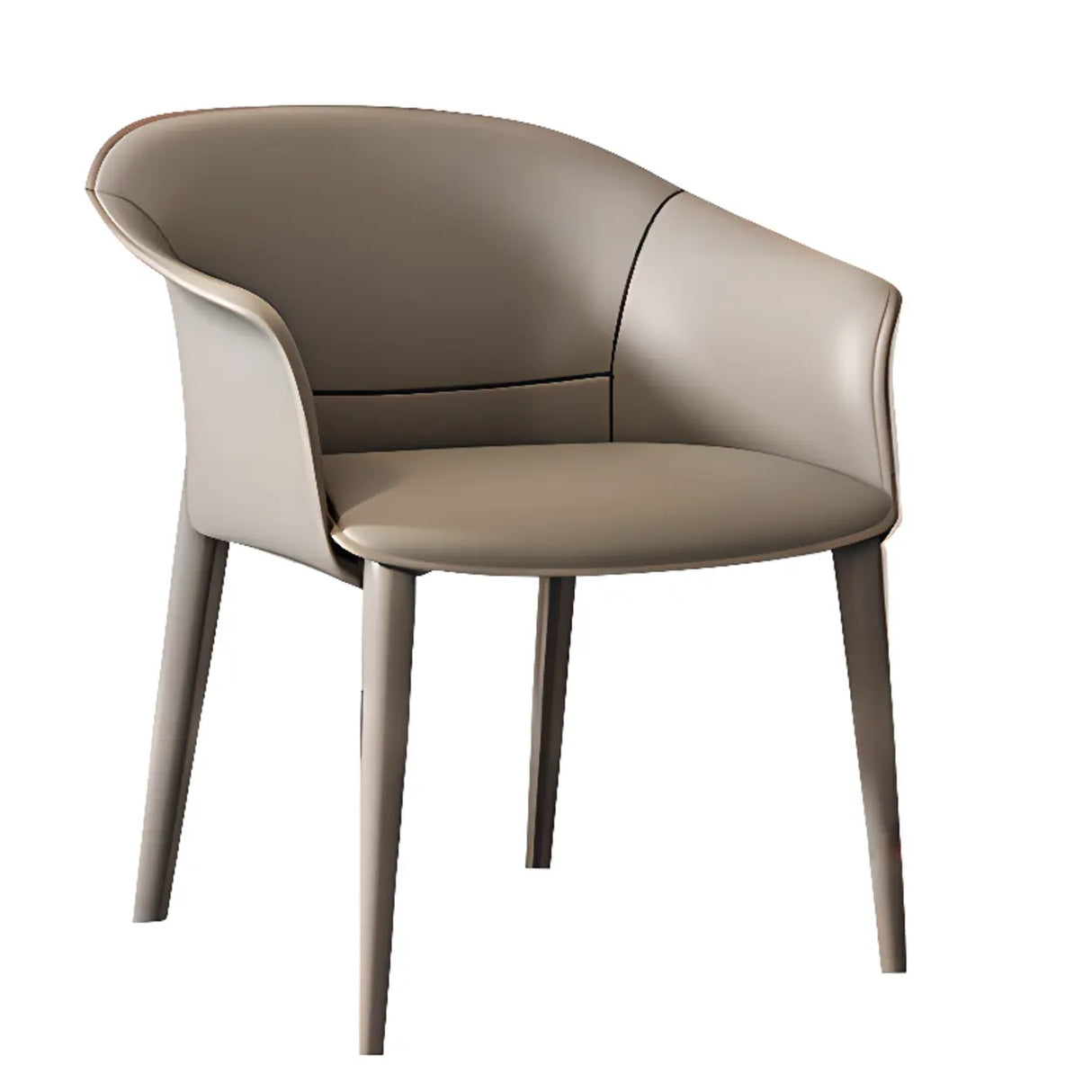 Indoor Light Gray Round Faux Leather Arm Dining Chair Image - 10