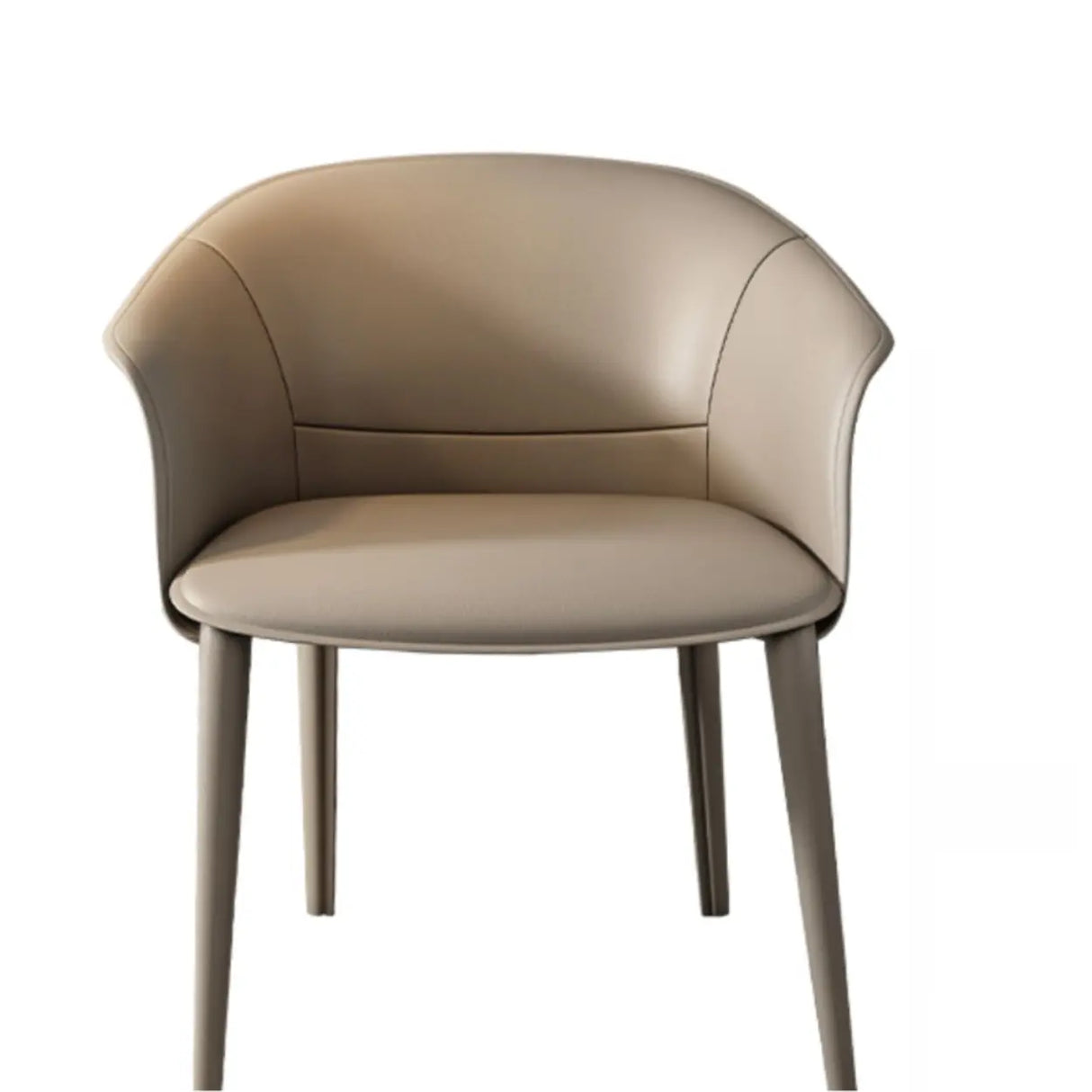 Indoor Light Gray Round Faux Leather Arm Dining Chair Image - 11