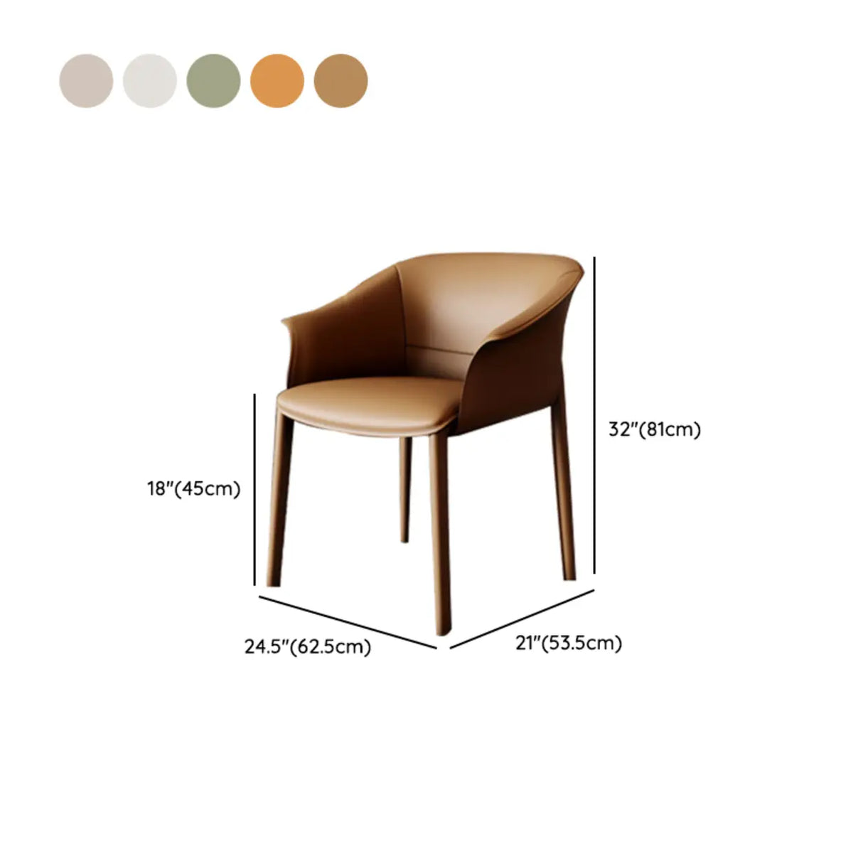 Indoor Light Gray Round Faux Leather Arm Dining Chair