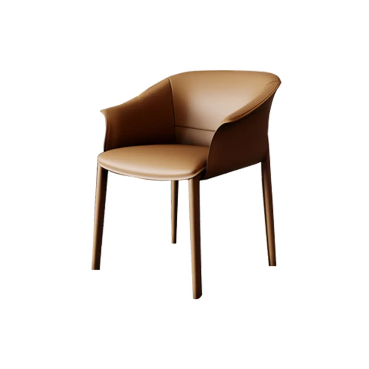 Indoor Light Gray Round Faux Leather Arm Dining Chair Image - 6