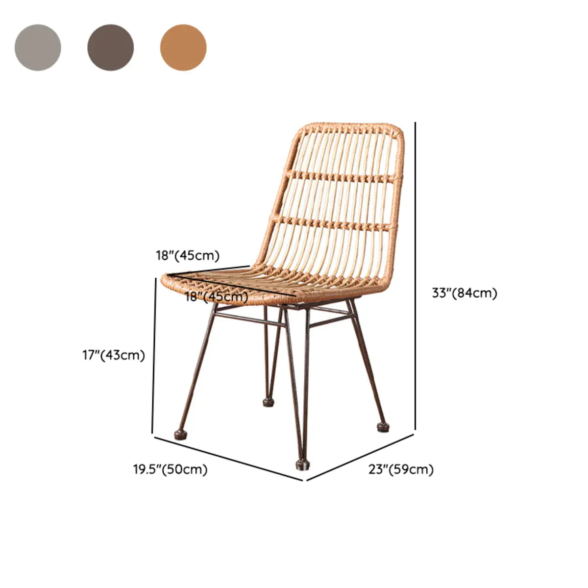 Indoor Open Armless Metal Woven Dining Chair Yellow