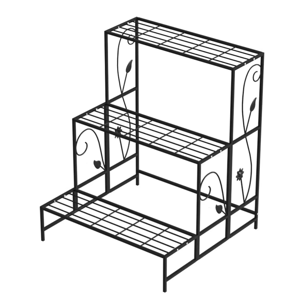 Indoor Rectangular Metal Frame Mesh Plant Stand White Image - 4