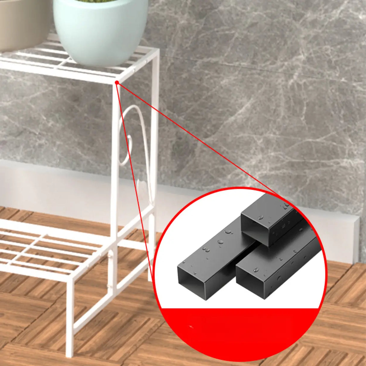 Indoor Rectangular Metal Frame Mesh Plant Stand White Image - 9