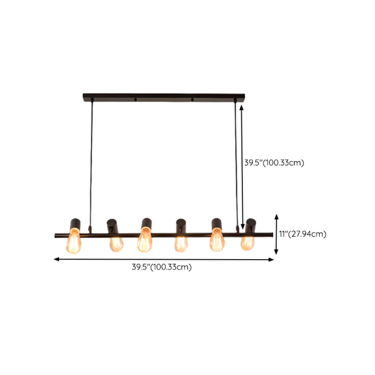 Industrial 10-Light Linear Island Chandelier Light