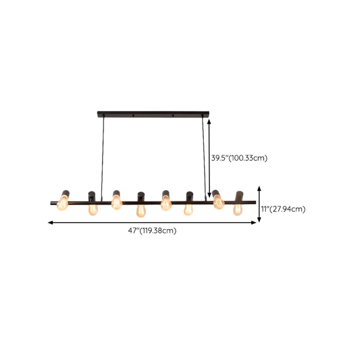 Industrial 10-Light Linear Island Chandelier Light Image - 12
